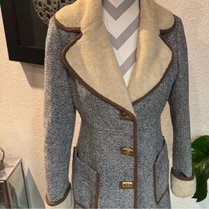 Guess multi textured Gray coat with Sherpa Lining
